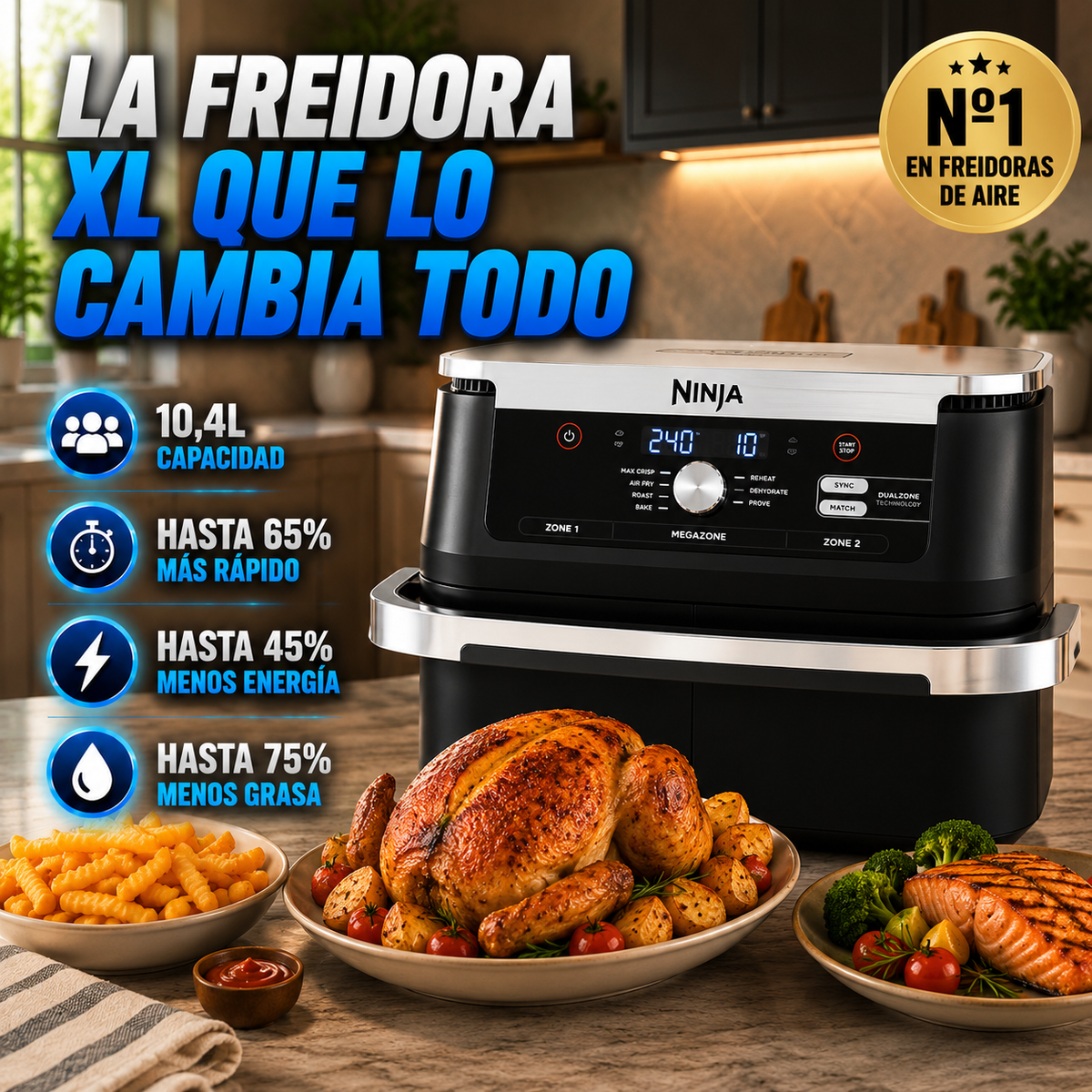 Freidora Lumina de Aire Doble XL 10,4L